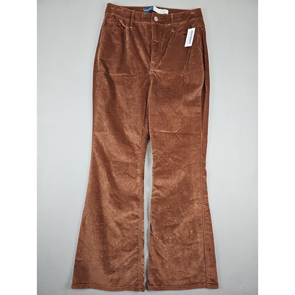 Old Navy Higher High-Rise Flare Pants Size 4 Brown Velour NWT BOHO Y2K Festival